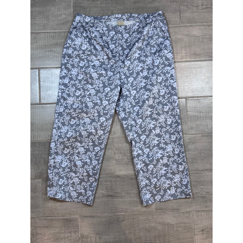 Sigrid Olsen Sport Cropped Pants Grey Floral